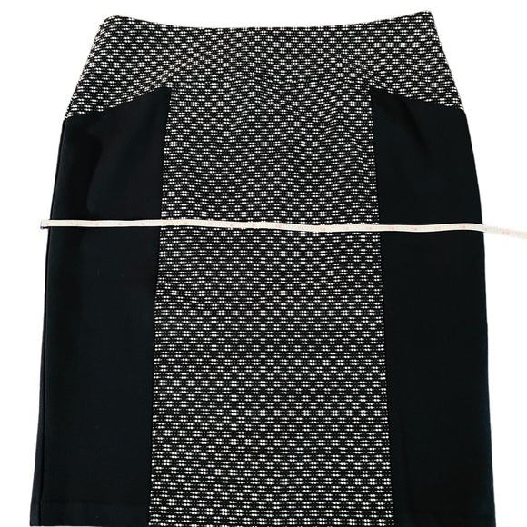 LAUNDRY BY SHELLI SEGAL WOMENS STRAIGHT CUT BLACK & WHITE MIDI SKIRT SIZE 8 - Picture 6 of 8